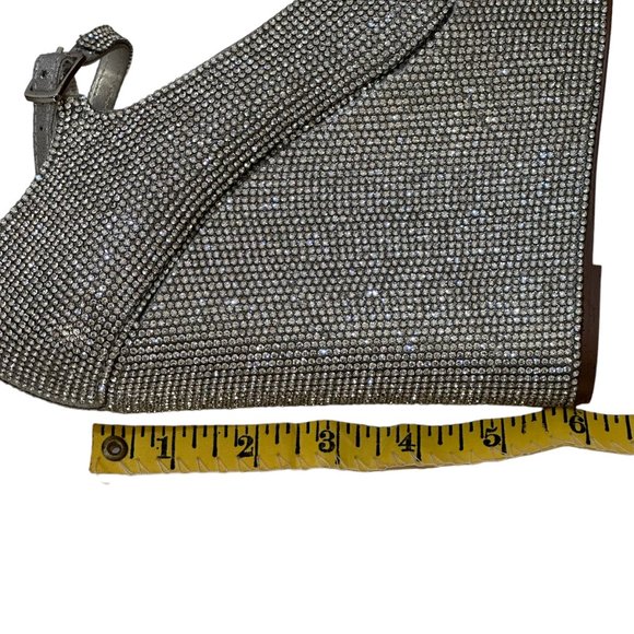 (9-228) Steve Madden Silver Rhinestone Platform Wedge Heels - Picture 2 of 14